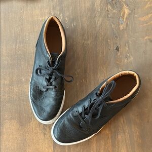 Lacoste Black Leather Sneakers with a White Sole